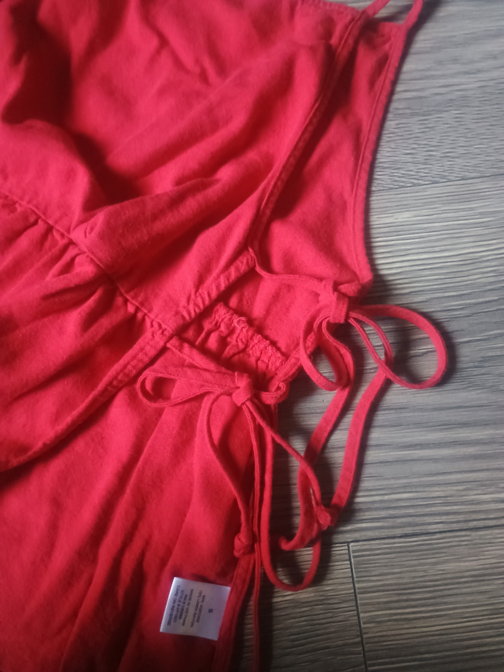 Red Linen Blend Side Tie Babydoll Tank Top